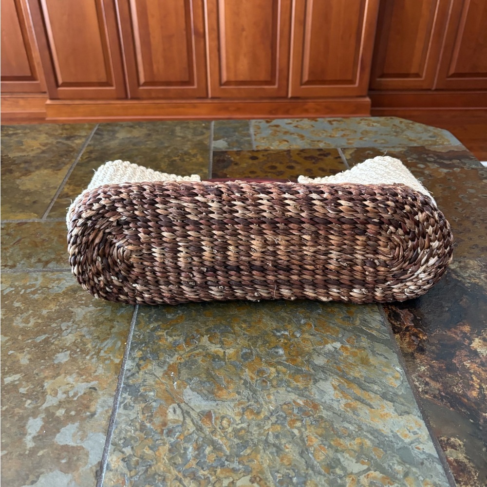 Woven Seagrass Tote With Wooden Handle - Picture 7 of 8